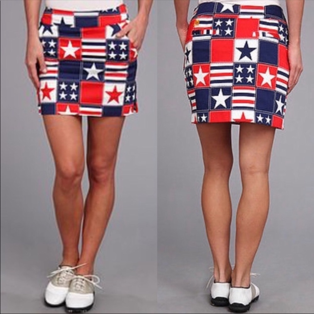 Loudmouth Betsy Ross Patriotic Golf Skort Skirt Sz 8